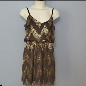 Bailey Blue, Size M, Gray Dress With Gold/Silver Sequins